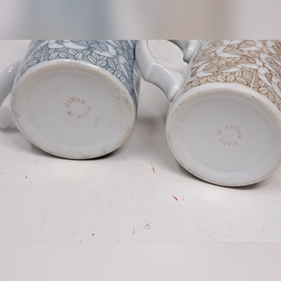 Set Of Two Coffes Mugs Bird And Leaf Pattern On Both - Picture 5 of 5